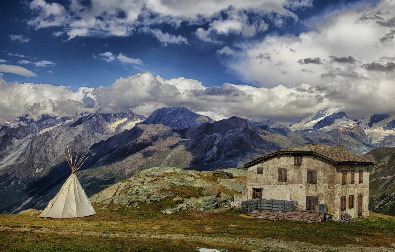 Photo wallpaper the sky, clouds, mountains, nature, home, Switzerland, Zermatt Old