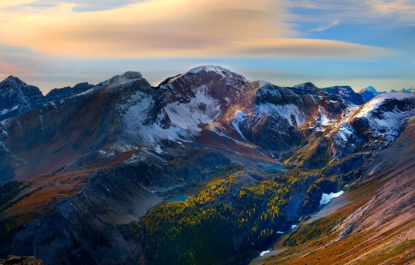 Photo wallpaper autumn, mountains, lakes, Canadian Rockies