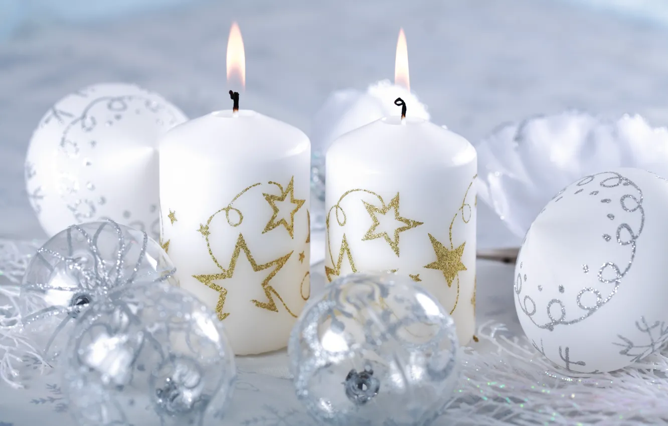 Photo wallpaper toys, candles, Christmas, New year