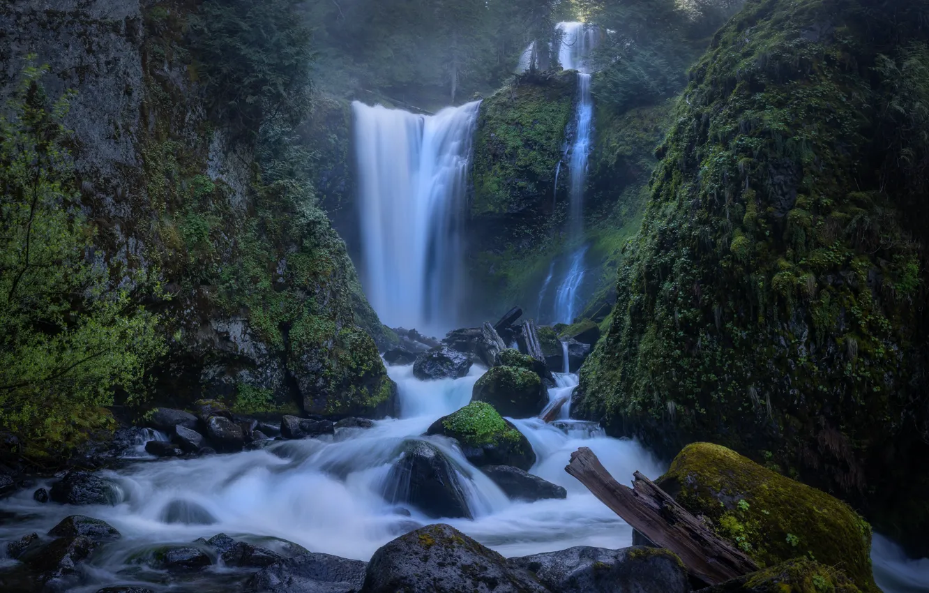 Photo wallpaper nature, rocks, shore, waterfall, stream