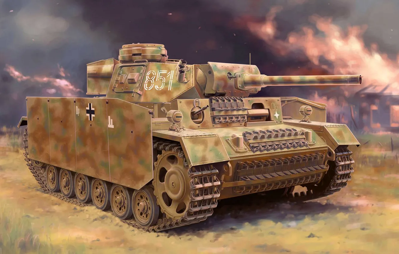 Photo wallpaper figure, art, Flammpanzer III, flamethrower tank, w/schurzen, PzKpfw III (FL) Ausf M