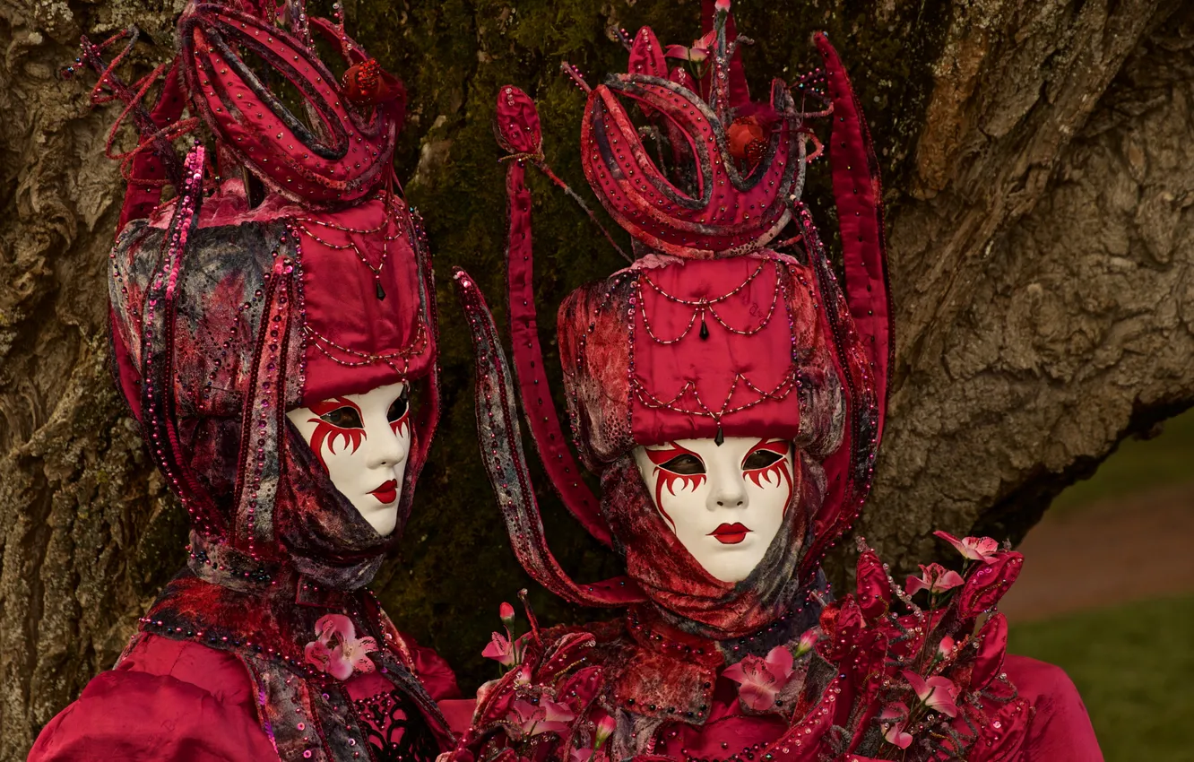 Photo wallpaper girl, decoration, style, mask, Italy, costume, Venice, outfit