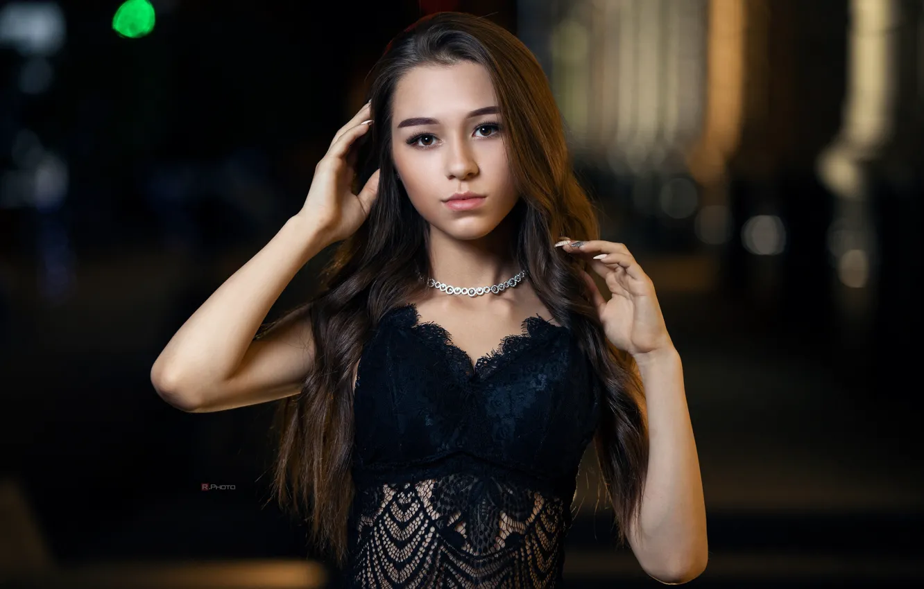 Photo wallpaper look, girl, pose, portrait, hands, long hair, Vitaly Rychkov, Valya Gutarova