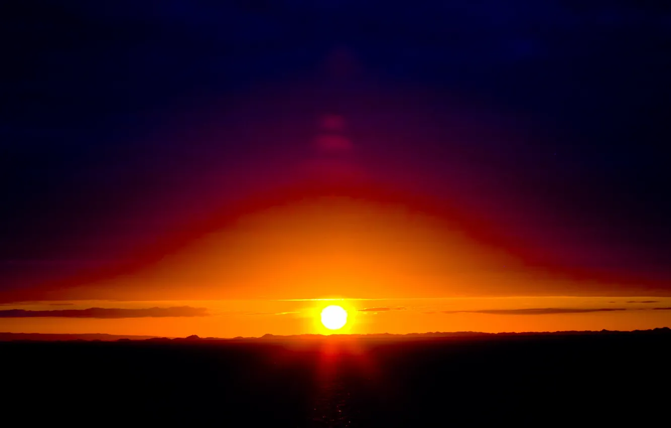 Photo wallpaper the sun, sunset, horizon