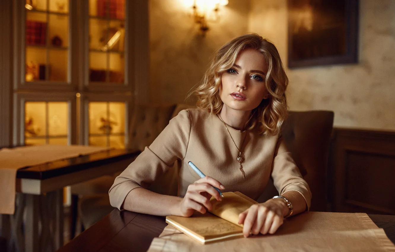 Photo wallpaper look, girl, blonde, Anton Artyushin