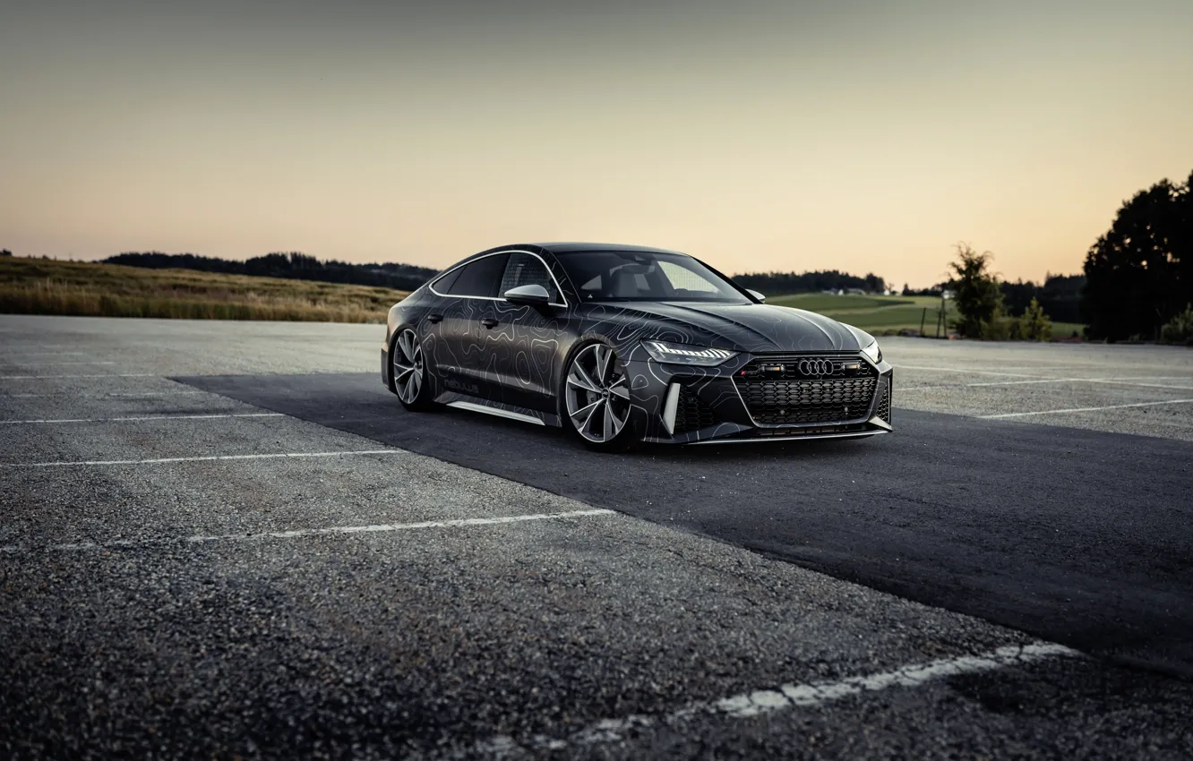 Photo wallpaper Audi, black, tuning, RS 7, 2020, V8 Biturbo, RS7 Sportback, 4.0 L.