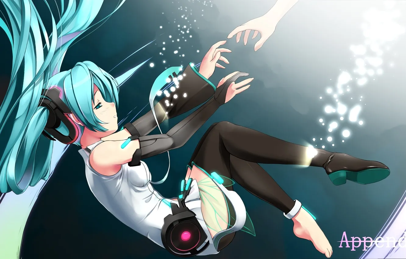 Photo wallpaper girl, hands, drop, art, vocaloid, hatsune miku, Vocaloid, miku append
