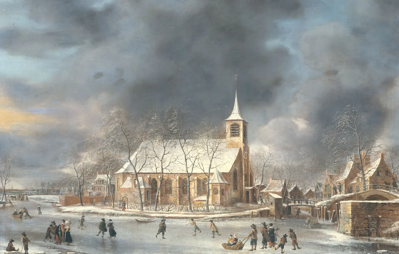 Photo wallpaper oil, picture, canvas, the urban landscape, Ian Abraham Bearstate, Jan Abrahamsz Beerstraten, 1666, View of …