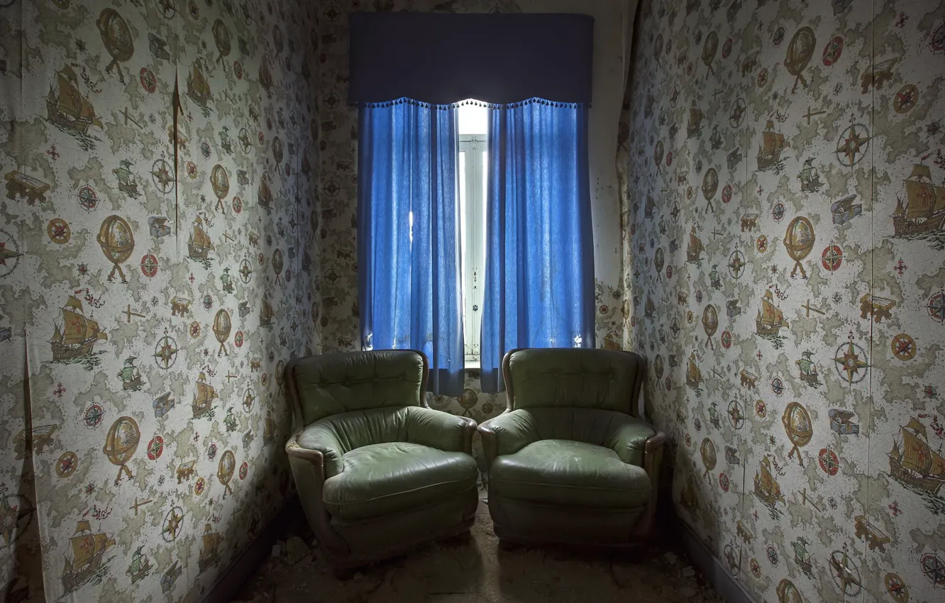 Photo wallpaper room, chair, window