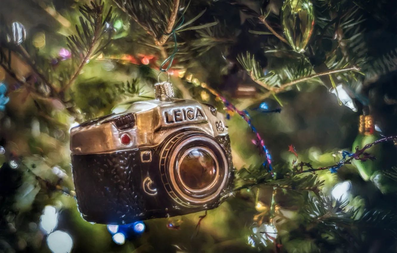 Photo wallpaper tree, Christmas, Leica