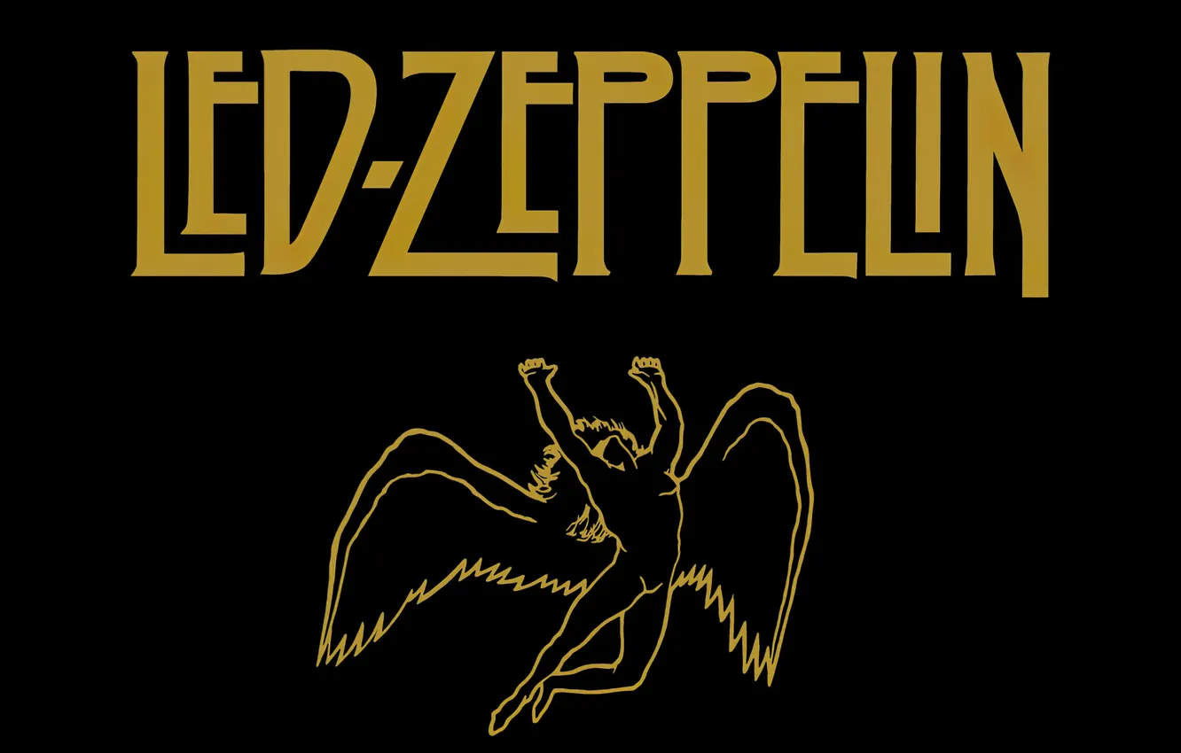 Photo wallpaper music, the inscription, logo, group, black background, Led Zeppelin