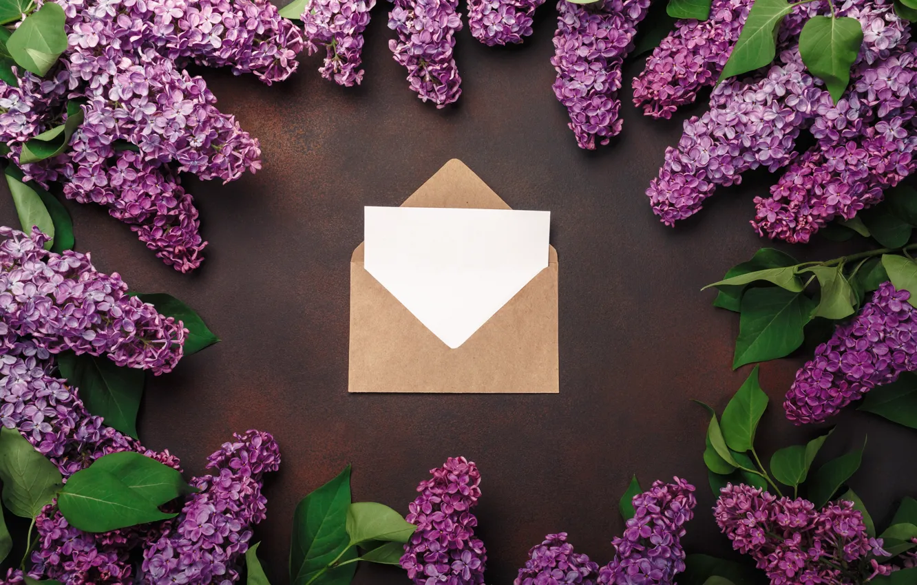 Photo wallpaper flowers, love, wood, flowers, lilac, romantic, letter, spring