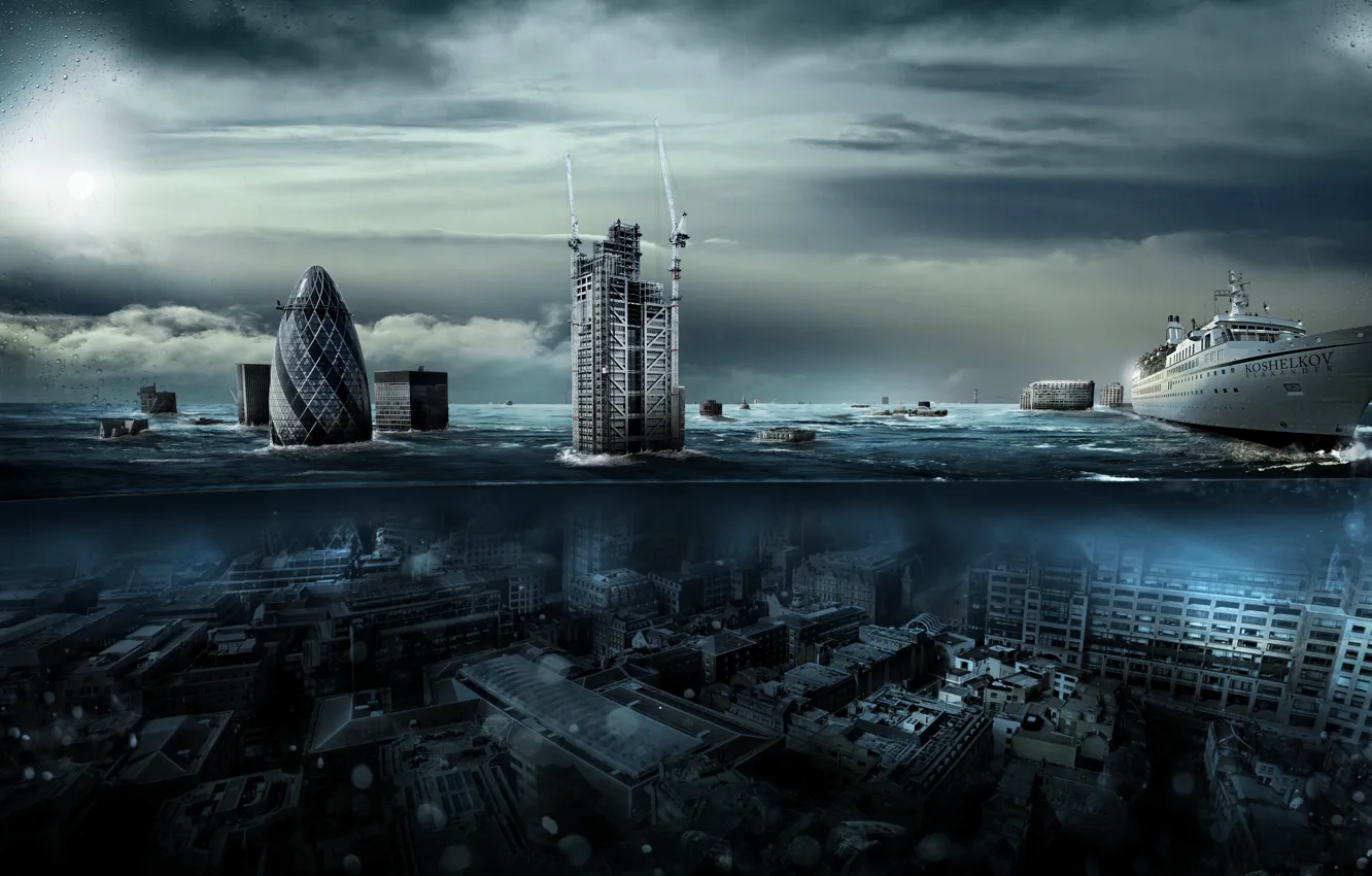 Photo wallpaper water, London, the flood, liner, Alexander Koshelkov