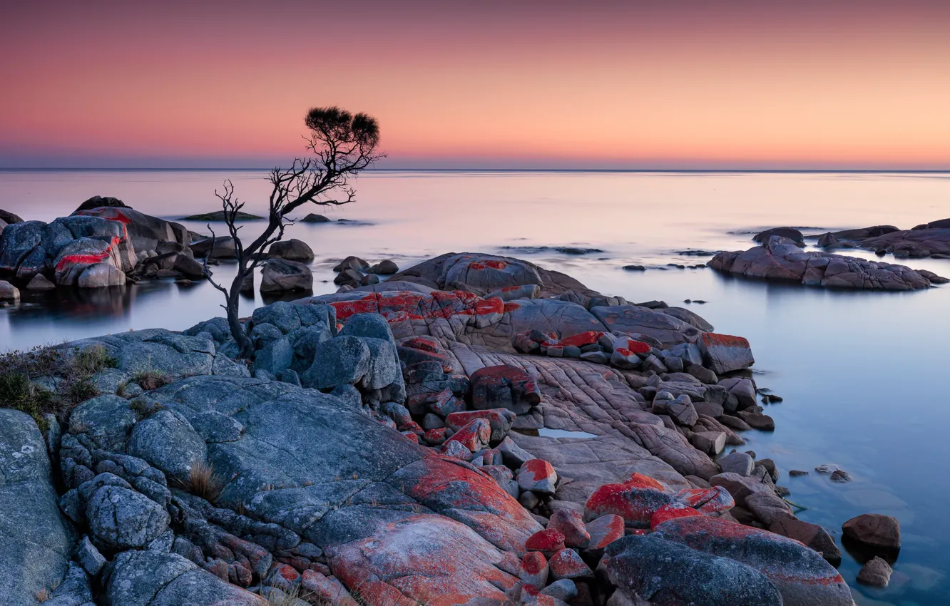 Photo wallpaper sunrise, Australia, Tasmania, Binalong Bay, Tassie