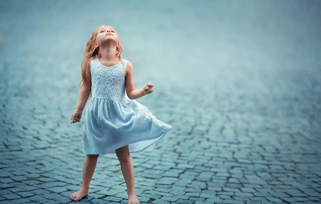 Photo wallpaper dress, girl, bridge