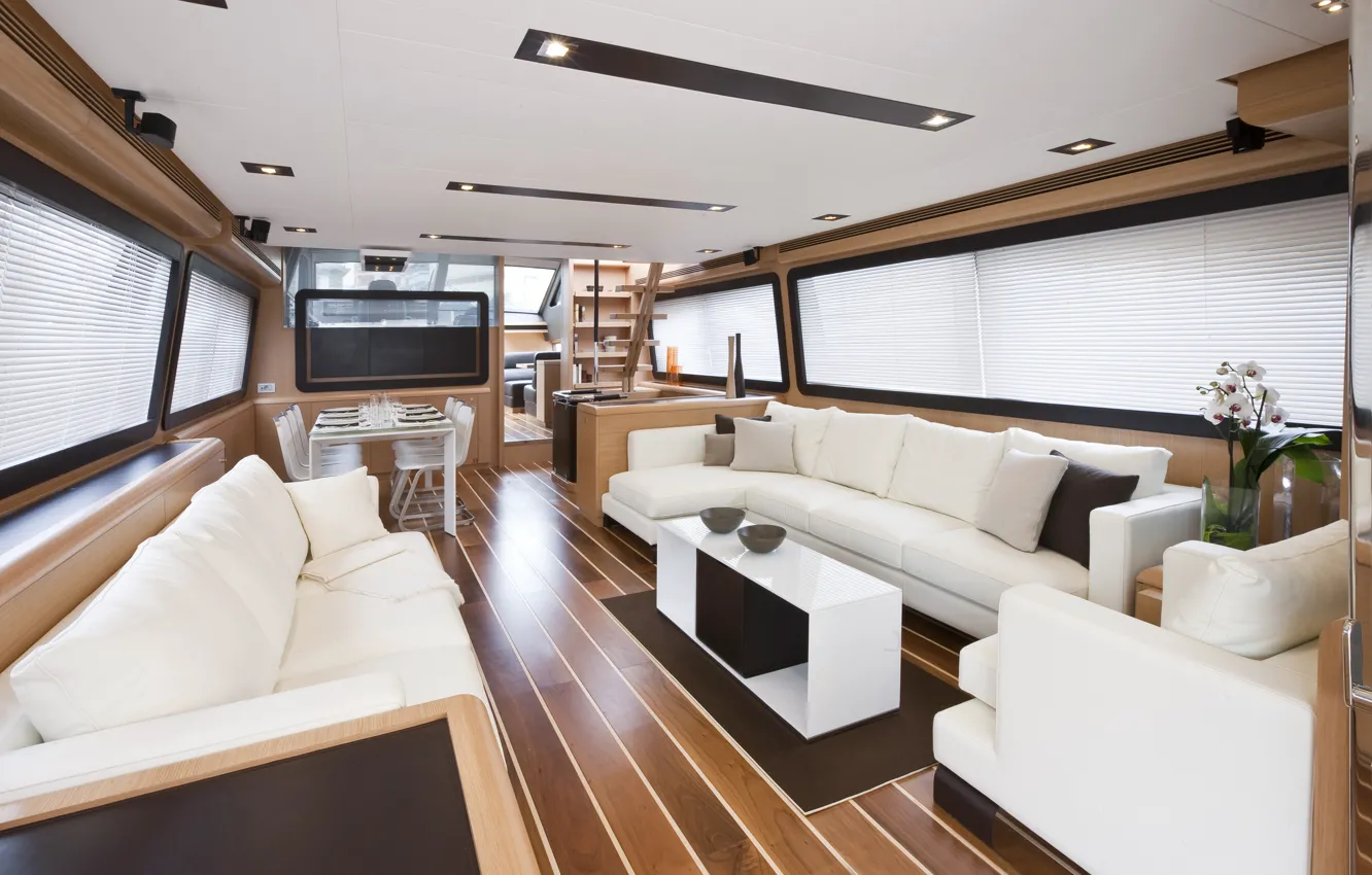 Photo wallpaper design, style, interior, yacht, salon, Suite, salone, Ferretti 800