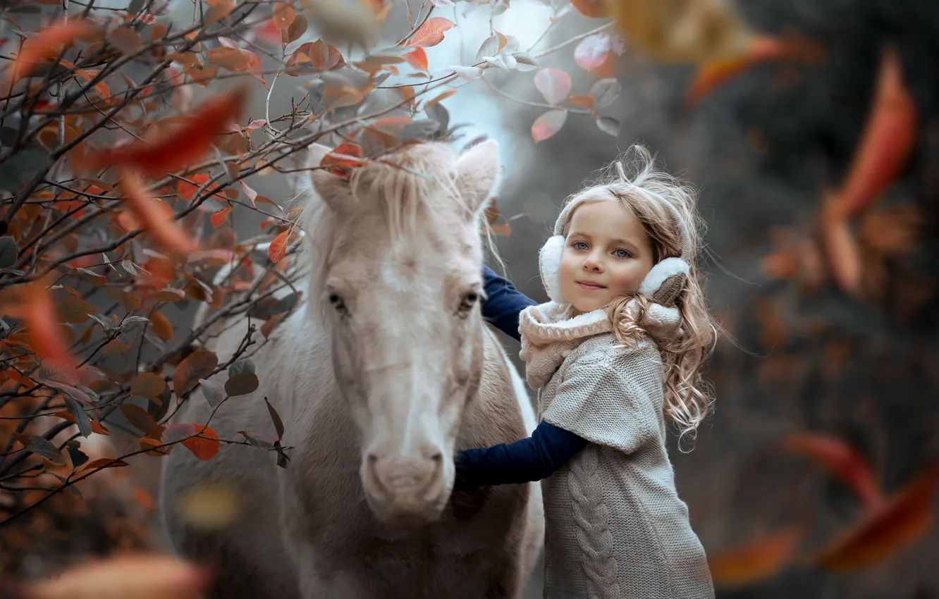 Photo wallpaper each, horse, girl, pony, Ivona Podlasińska
