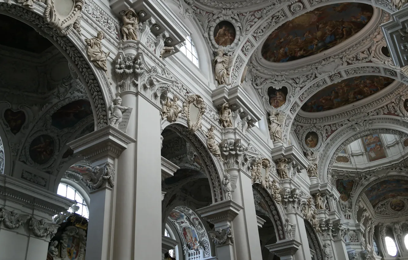 Photo wallpaper Germany, Bayern, religion, Cathedral, the nave, Passau, St. Stephen's Cathedral