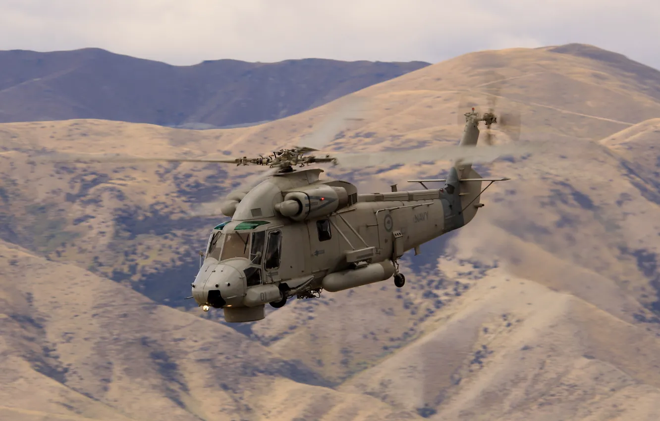 Photo wallpaper mountains, helicopter, multipurpose, UH-2, Kaman, "X seasprite", Seasprite