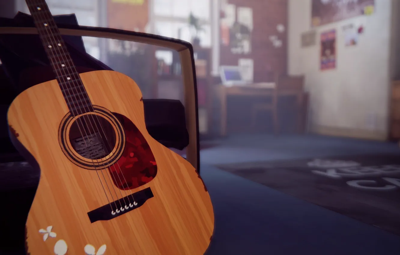 Photo wallpaper room, the game, guitar, Life is Strange