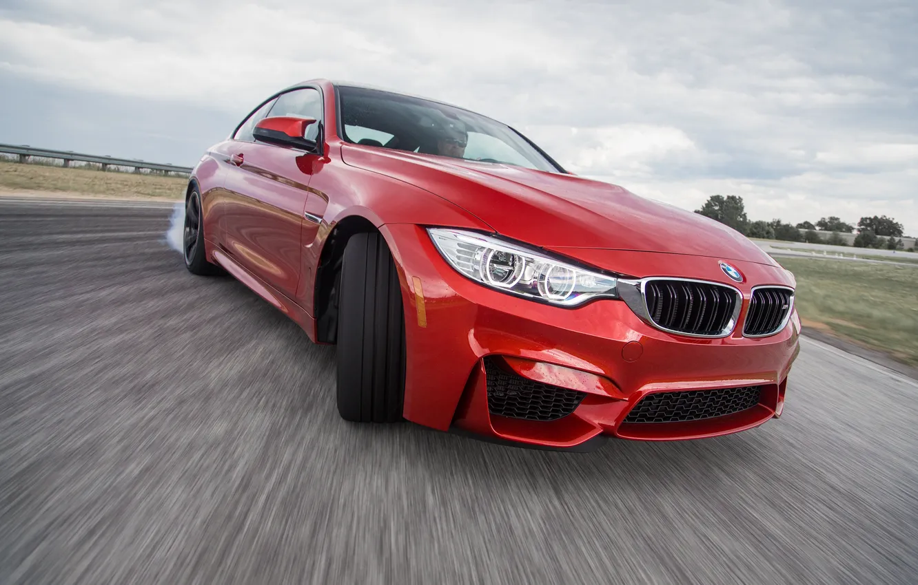 Photo wallpaper Red, BMW, BMW, Drift, Coupe