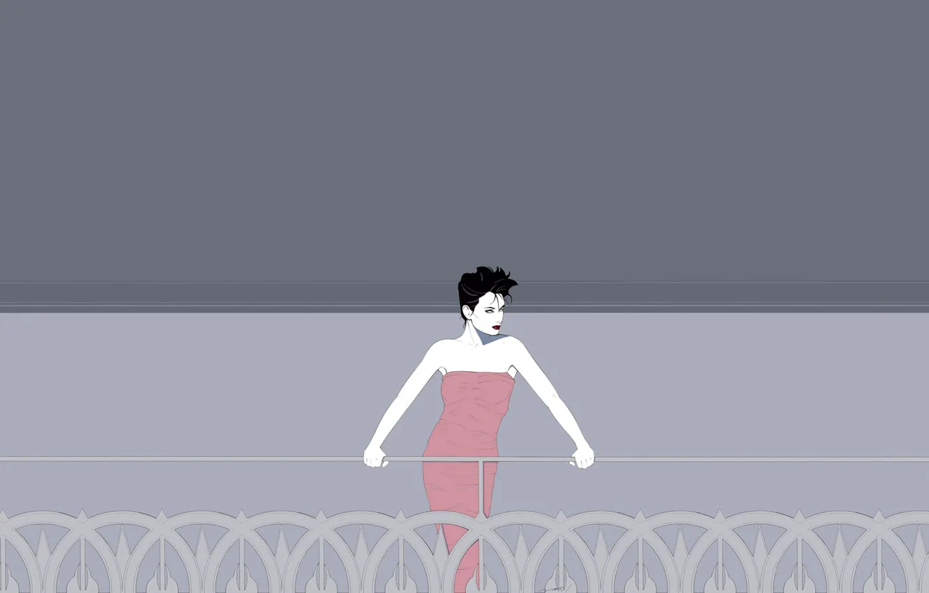 Photo wallpaper girl, paint, brunette, balcony