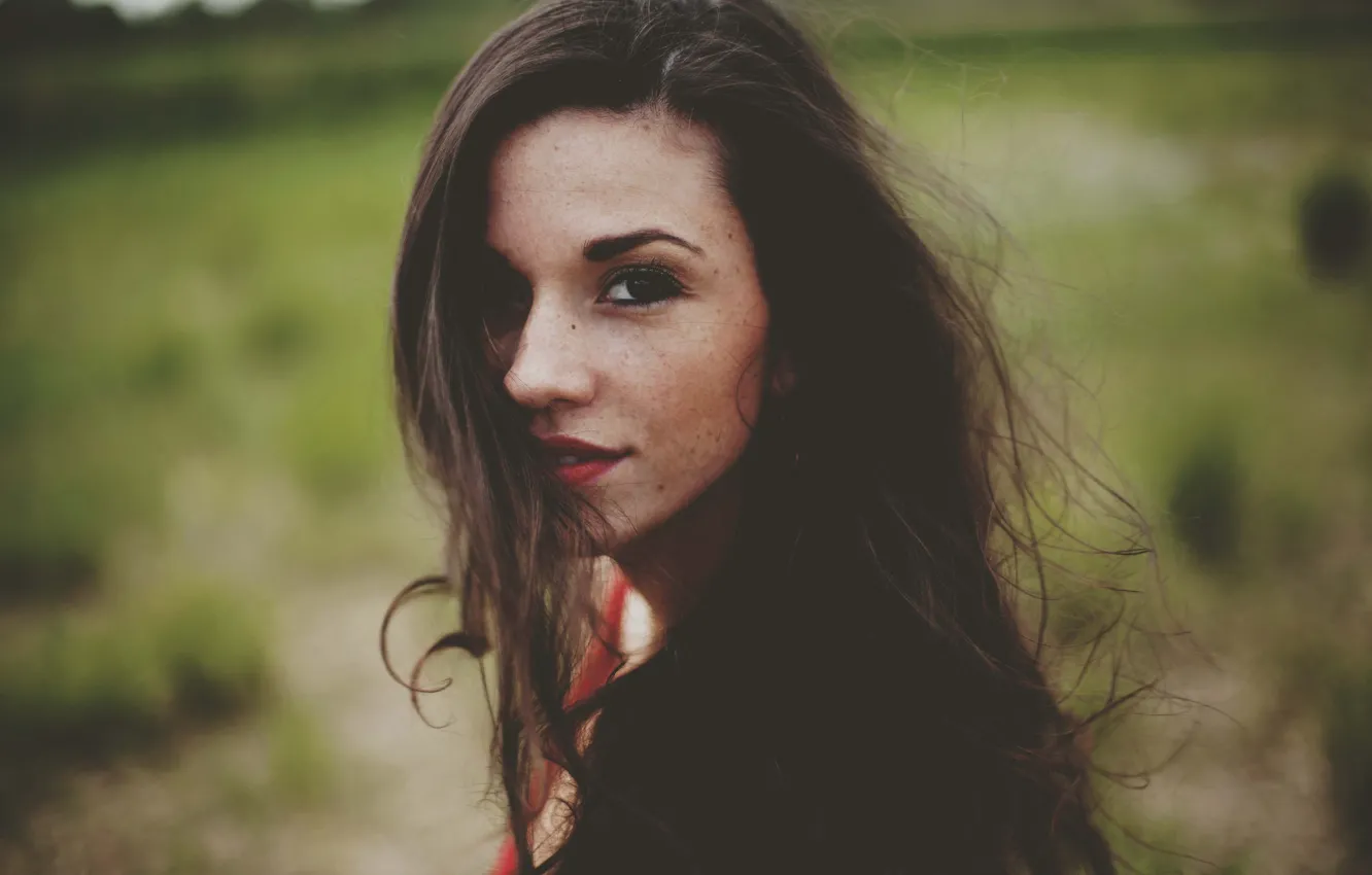 Photo wallpaper girl, hair, brunette