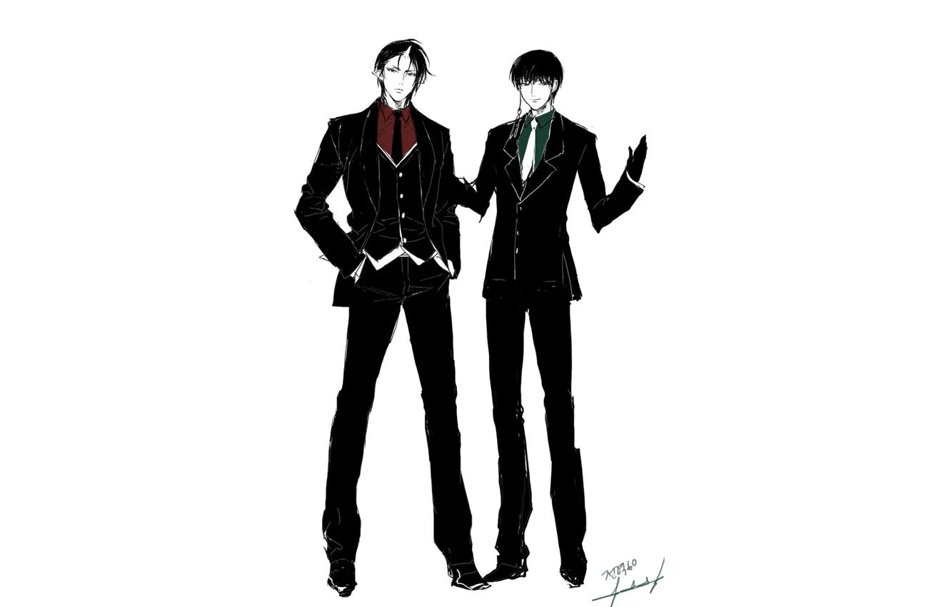 Photo wallpaper style, each, guy, enemies, Hoozuki no Reitetsu, Hozuki, Cold-Blooded Hozuki, Hakutaku