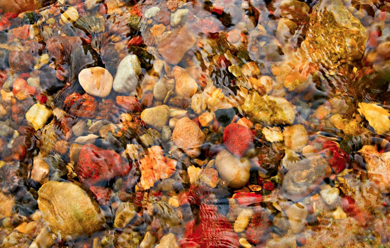 Photo wallpaper water, stones, texture