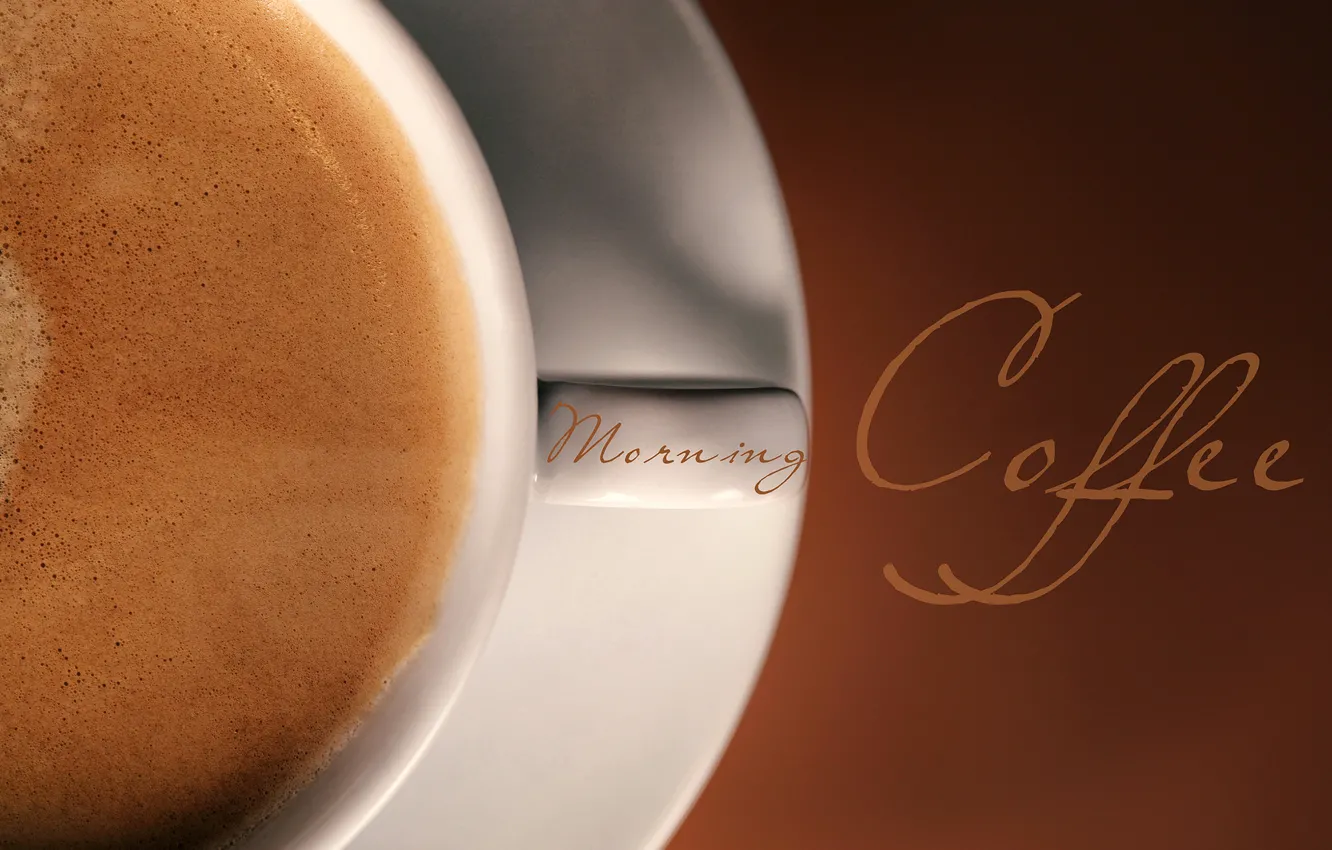 Photo wallpaper foam, macro, background, the inscription, coffee, Cup, drink, morning coffee