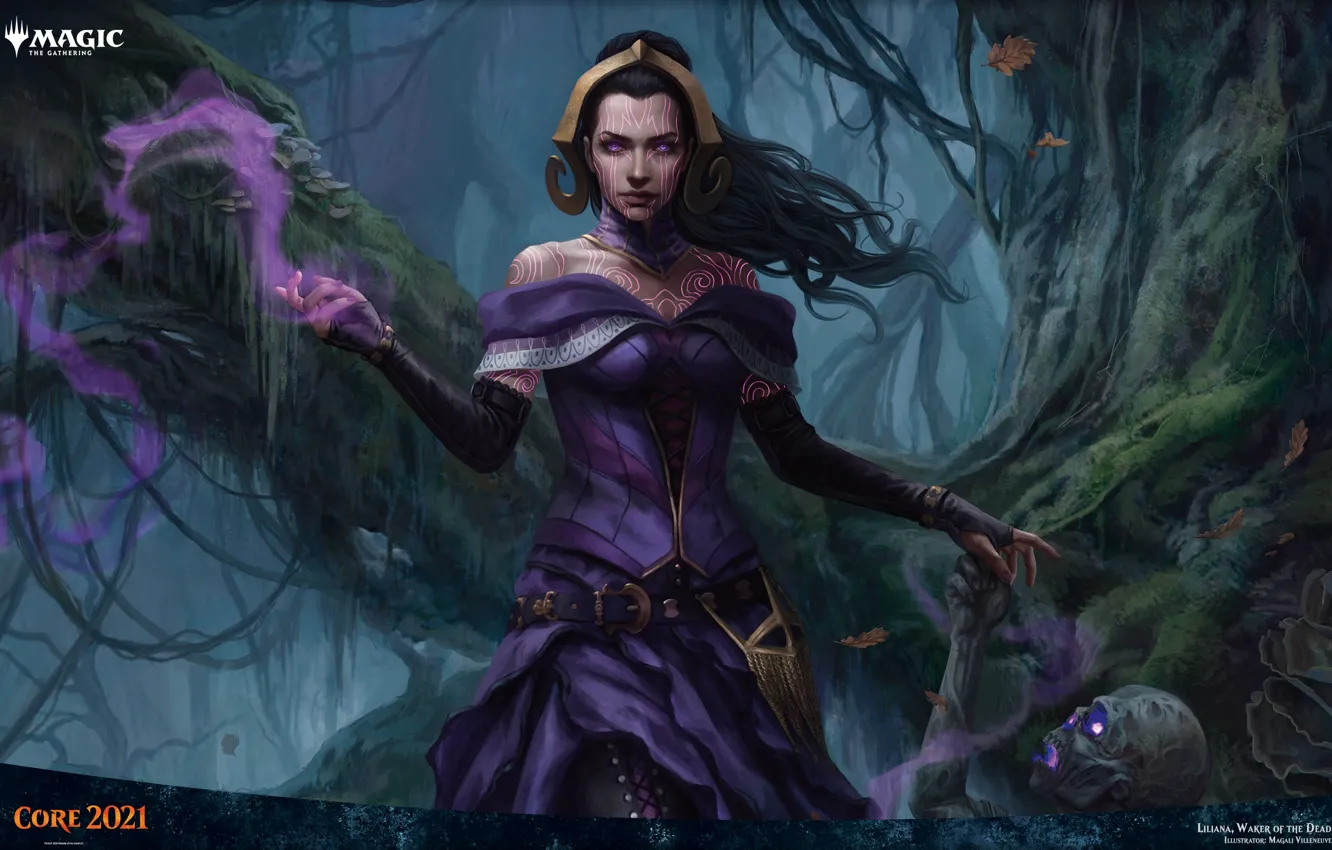 Photo wallpaper girl, zombies, MAG, necromancer, Liliana, Magic: The Gathering, Waker of the Dead