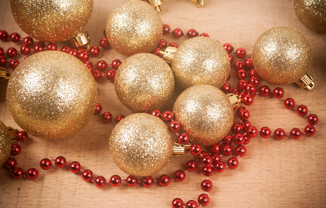 Photo wallpaper decoration, balls, Christmas, New year, beads, Christmas, New Year, ball
