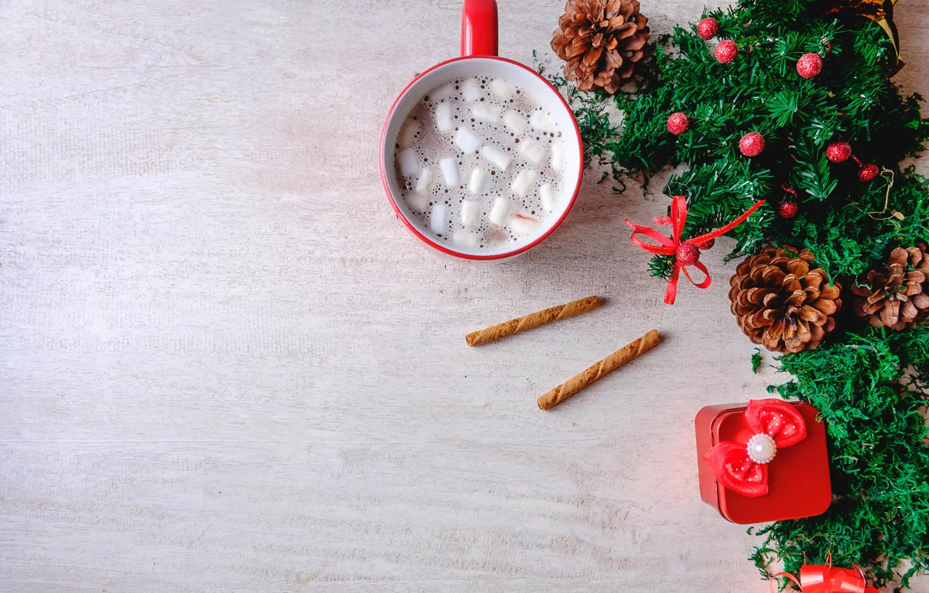 Photo wallpaper decoration, new year, Christmas, mug, Christmas, cup, New Year, Xmas