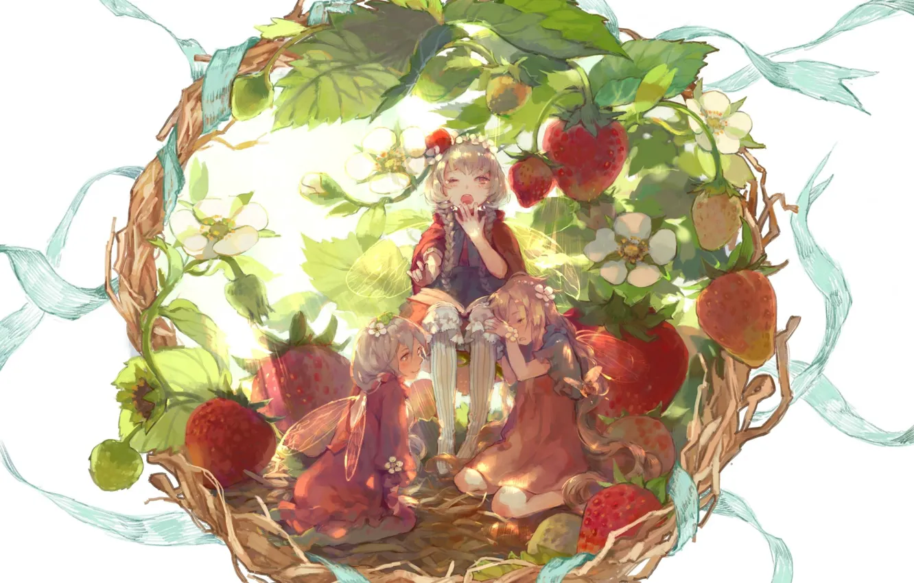 Photo wallpaper summer, berries, anime, art, fake