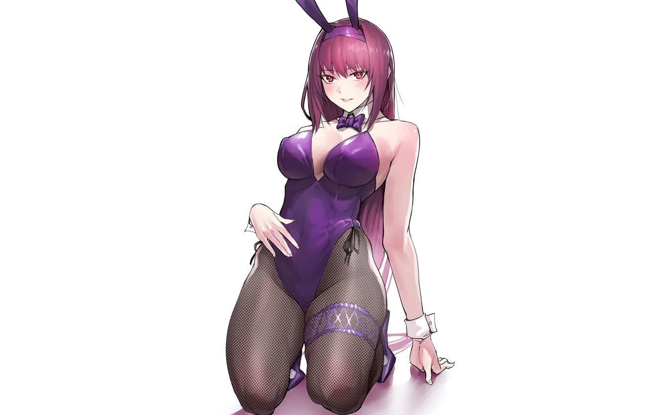 Photo wallpaper sexy, Anime, pretty, purple, bunny, kneeling, bunny girl, fate