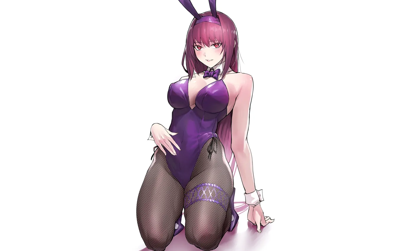 Photo wallpaper sexy, anime, pretty, purple, bunny, kneeling, Usagi, fate