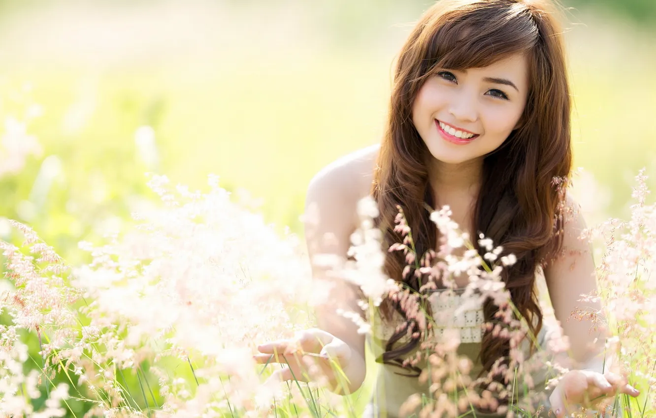 Photo wallpaper girl, light, smile
