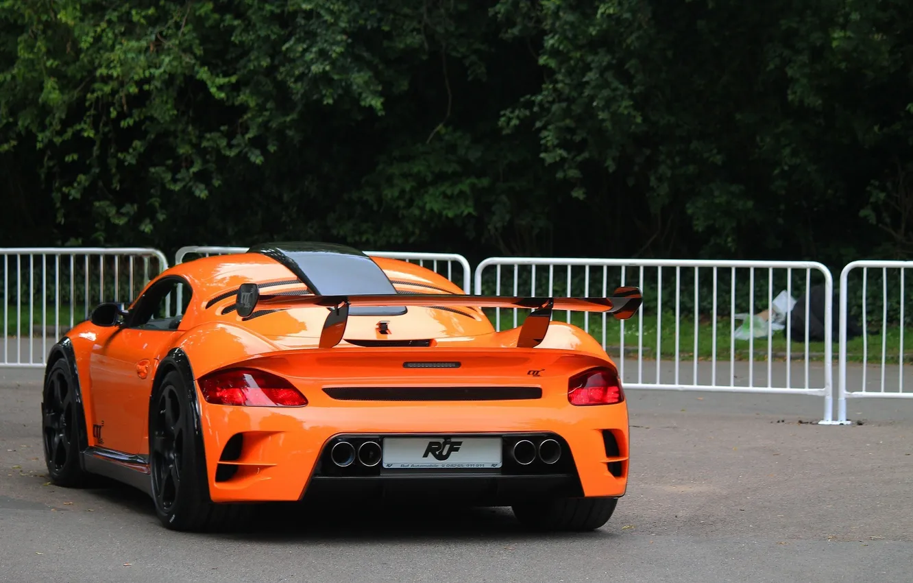 Photo wallpaper orange, Porsche, Porsche, rear view, orange, Reputation, CTR3, Ruth