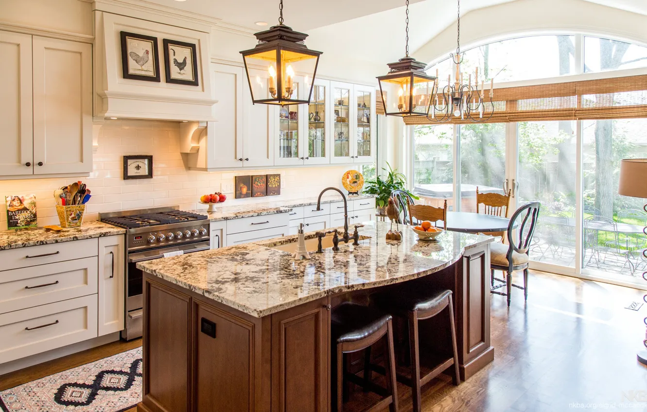 Photo wallpaper interior, kitchen, dining room, French country