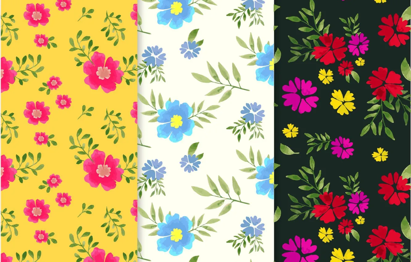 Photo wallpaper white, leaves, flowers, yellow, Wallpaper, black