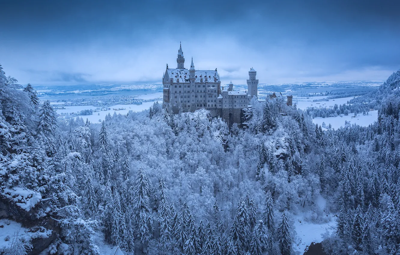 Photo wallpaper Winter, Snow, Castle, Neuschwanstein Castle