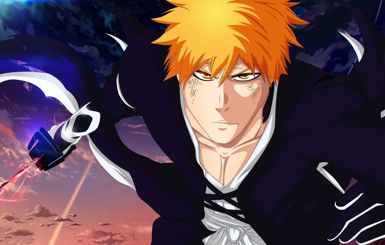 Photo wallpaper battlefield, sword, game, Bleach, sky, anime, katana, fight