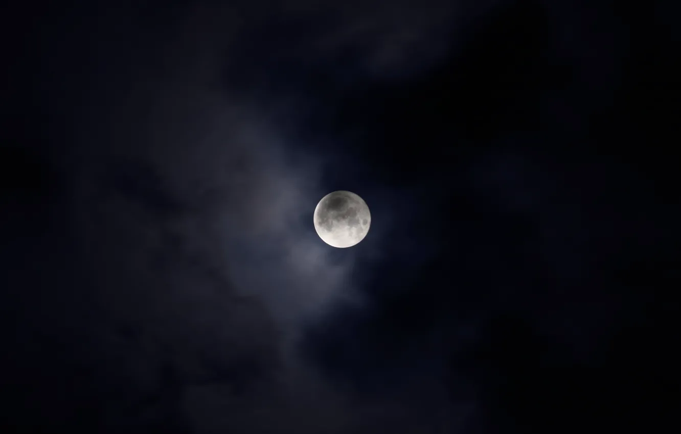 Photo wallpaper moon, cloudy night, Full moon