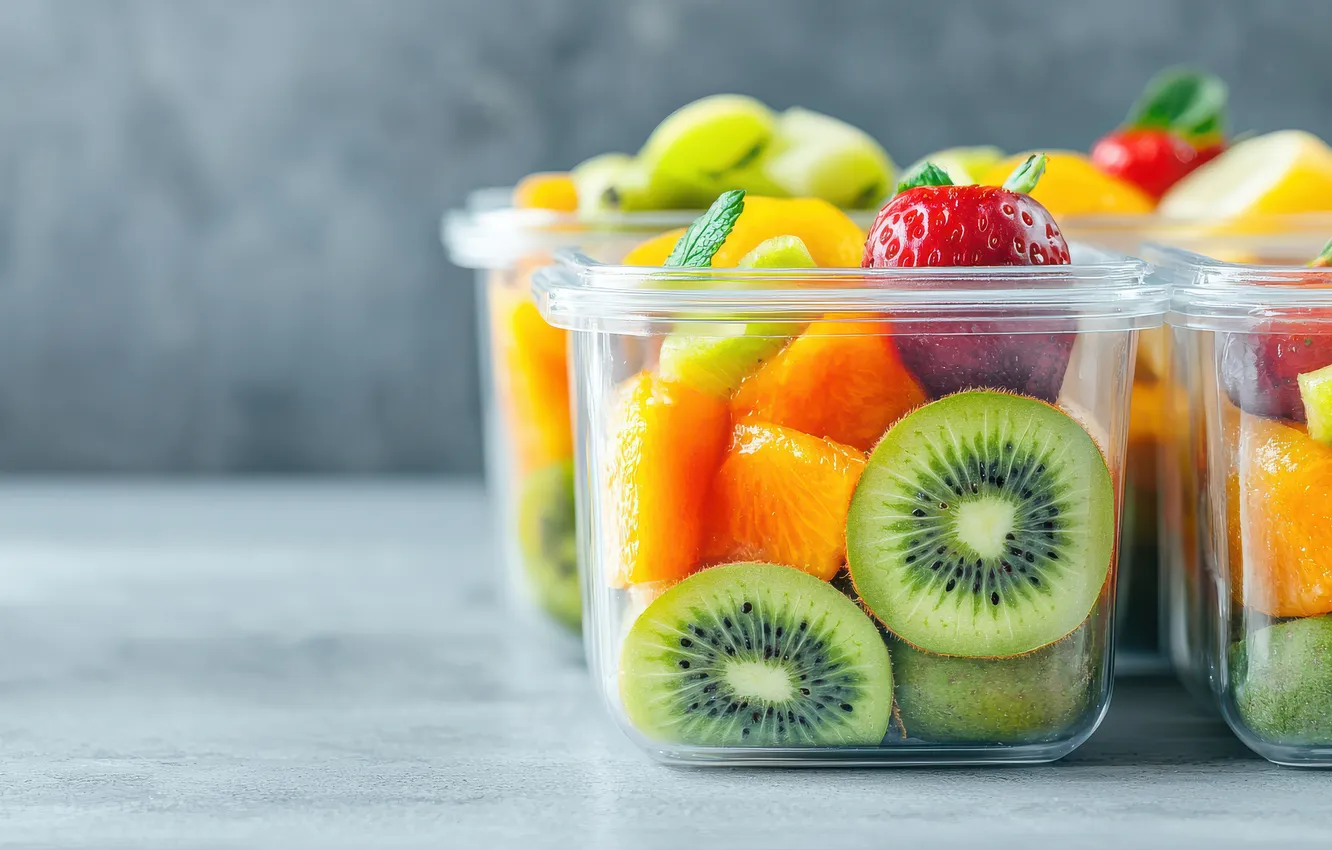Photo wallpaper different, kiwi, fruit, AI art, neural network
