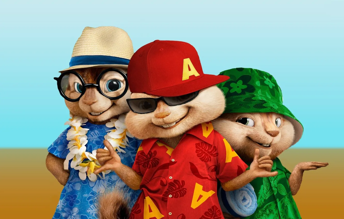 Photo wallpaper cinema, hat, movie, film, animated film, animated movie, Alvin and the Chipmunks