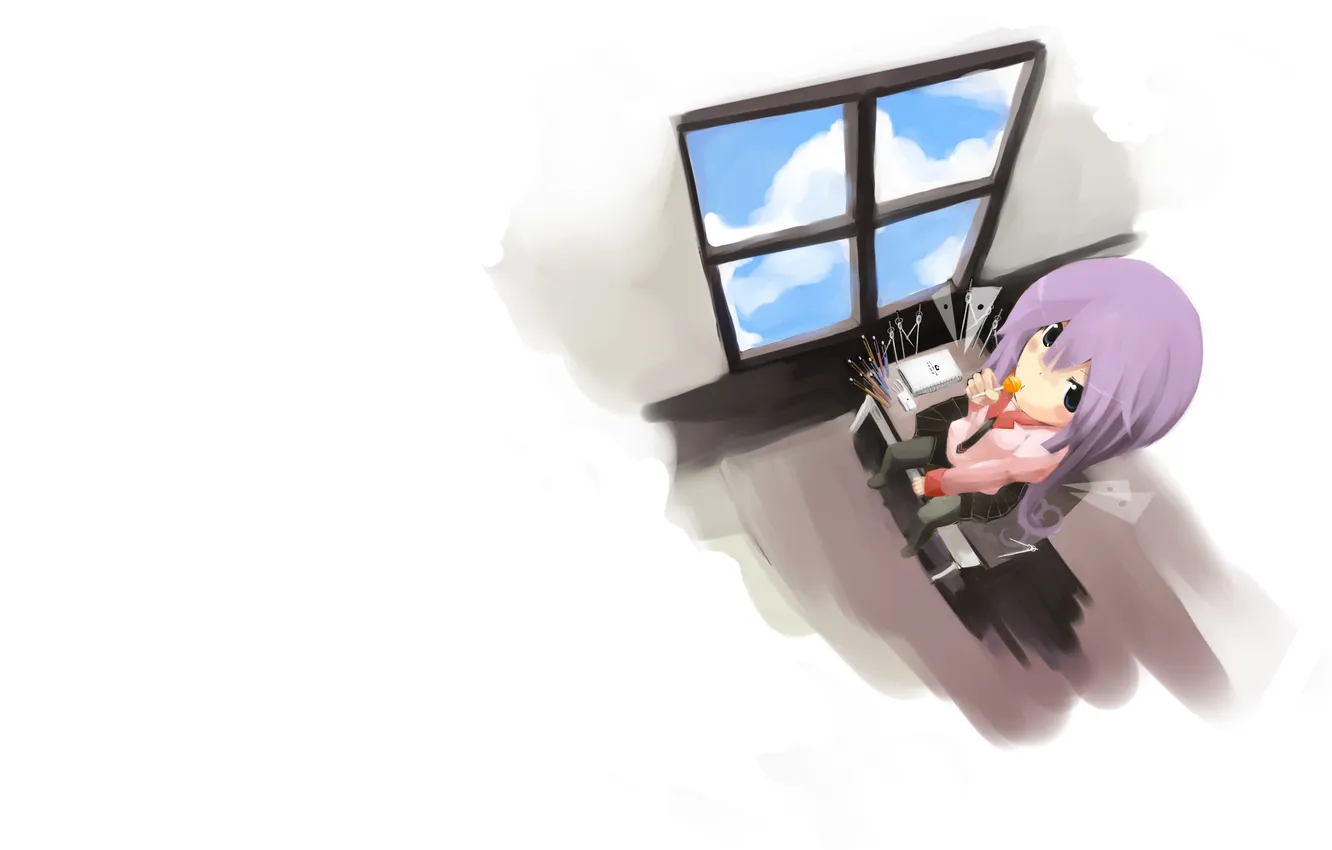 Photo wallpaper anime, office, girl
