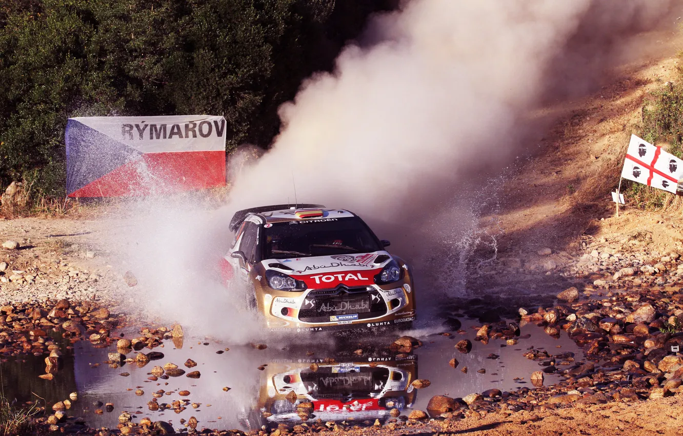 Photo wallpaper Water, Dust, Sport, Machine, Citroen, Squirt, DS3, WRC