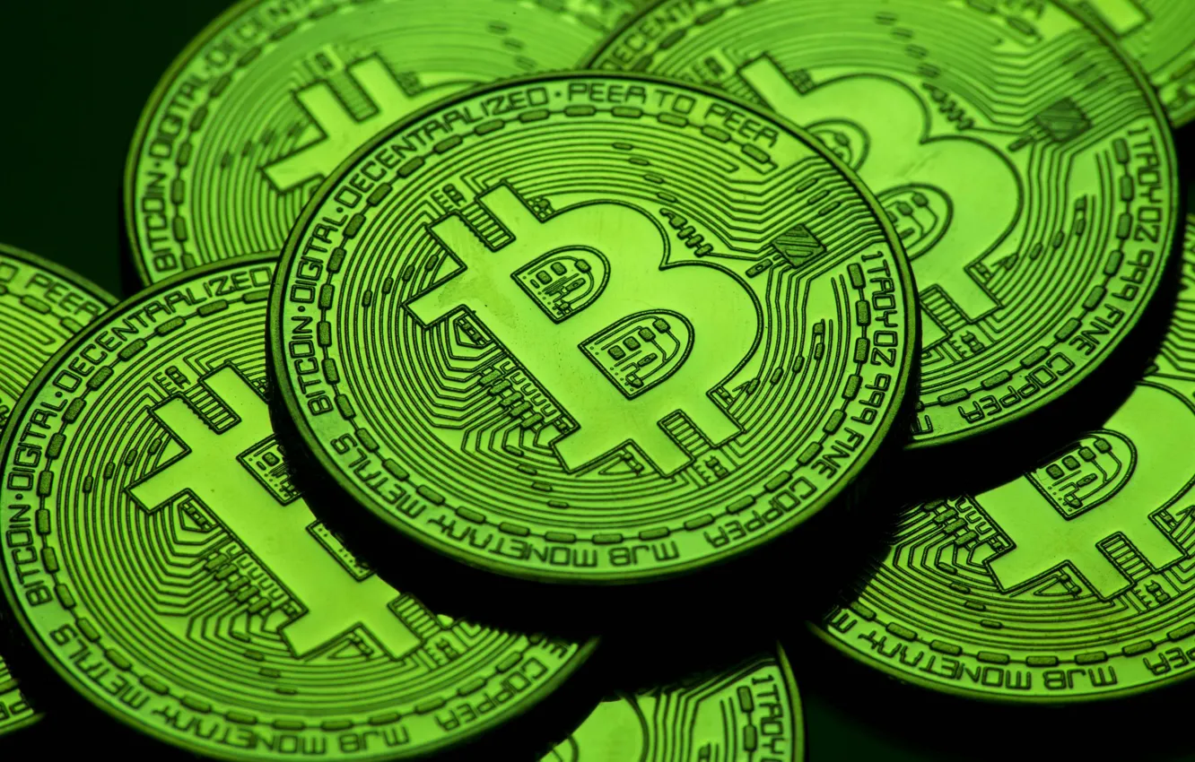 Photo wallpaper green, green, coins, bitcoin, bitcoin, btc