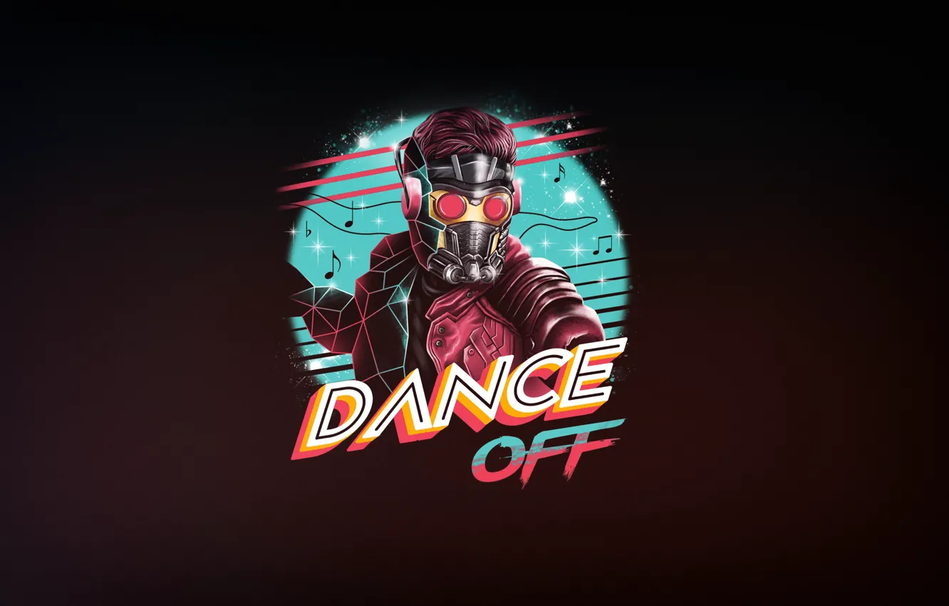Photo wallpaper Minimalism, Dance, Neon, Guardians Of The Galaxy, Star Lord, 80's, Synth, Retrowave
