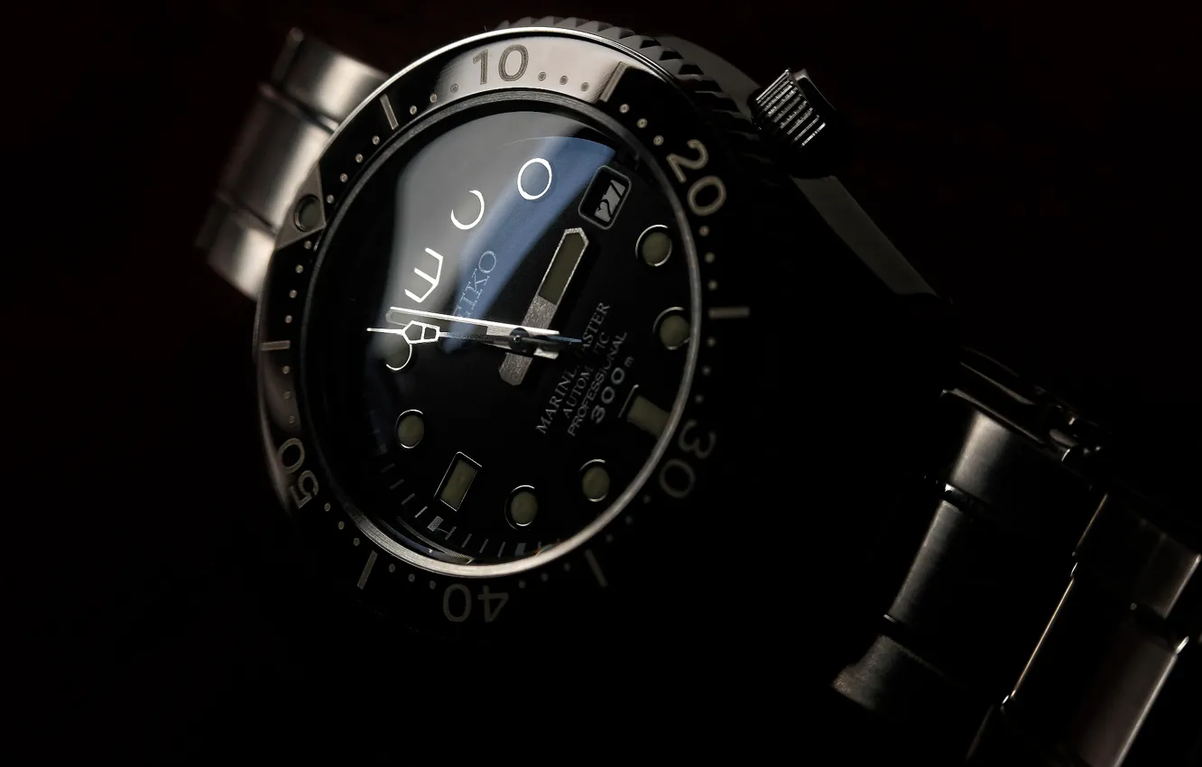Photo wallpaper style, black, watch